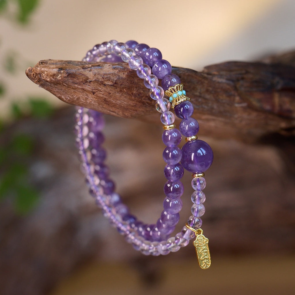 Natural Amethyst Double-Wrap Bracelet