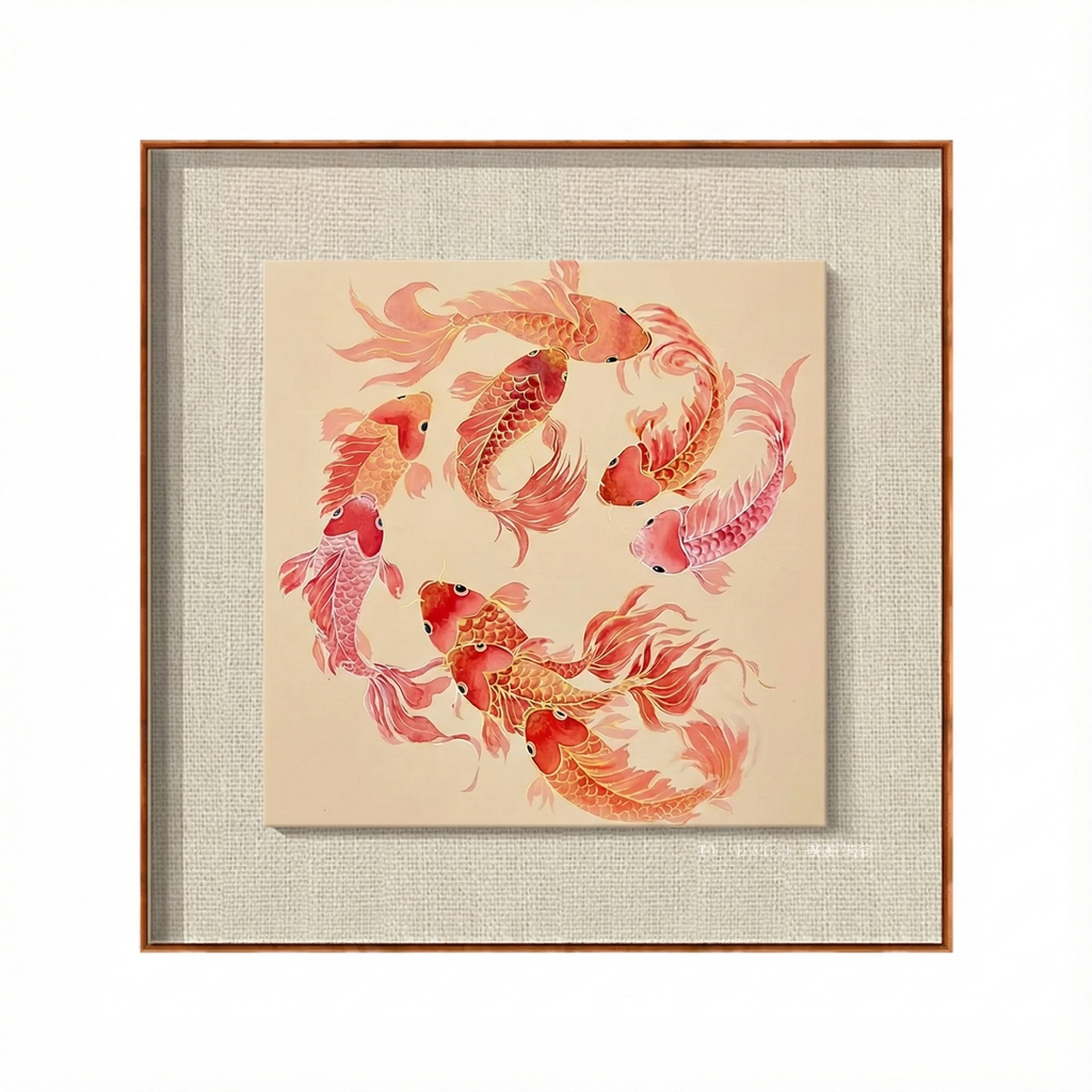Hand-Painted Nine Koi Canvas
