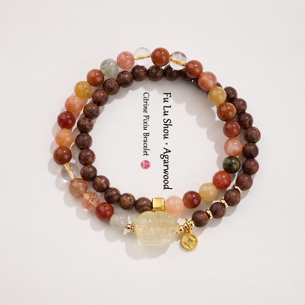 Citrine Pixiu & Agarwood Bracelet