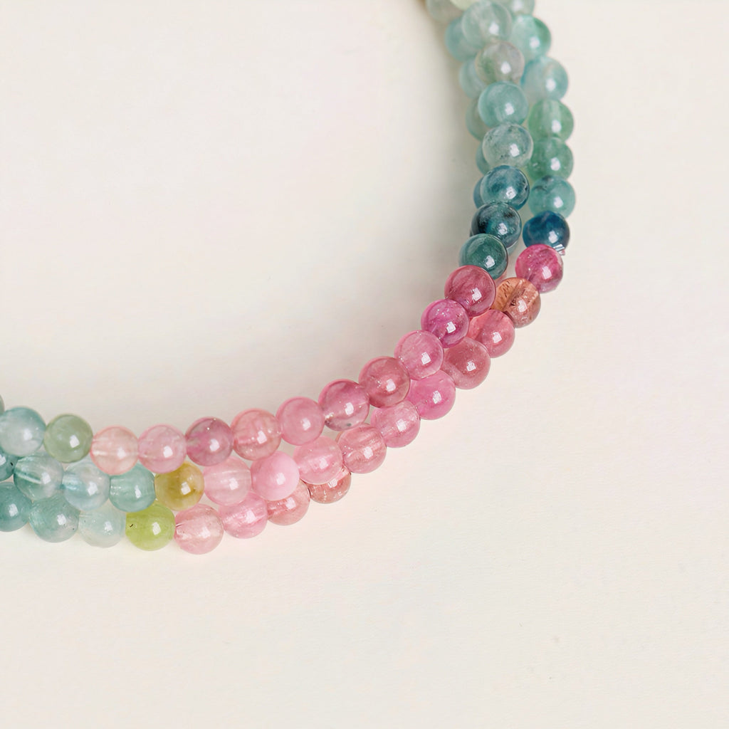 Multi-Color Tourmaline Triple-Wrap Bracelet