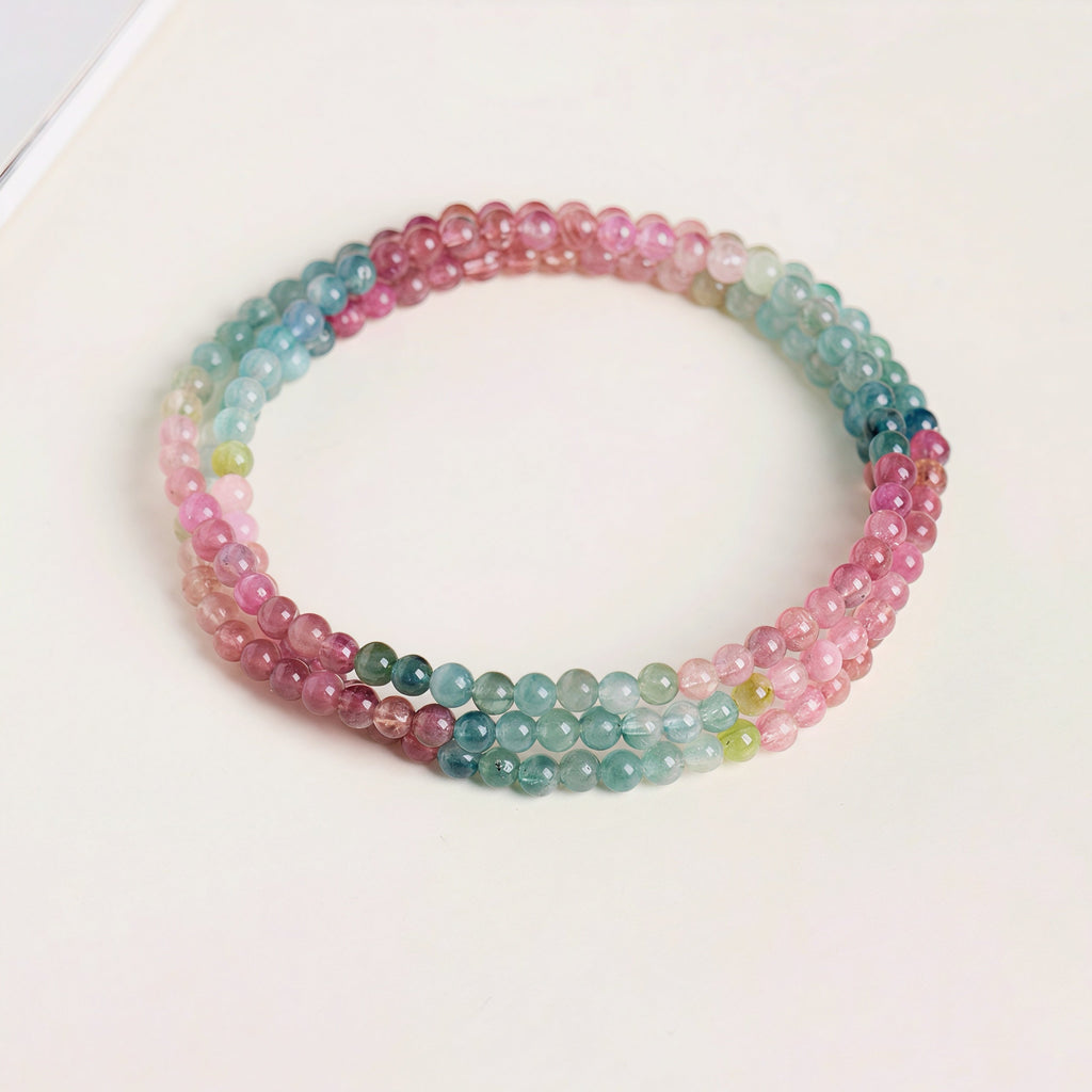 Multi-Color Tourmaline Triple-Wrap Bracelet