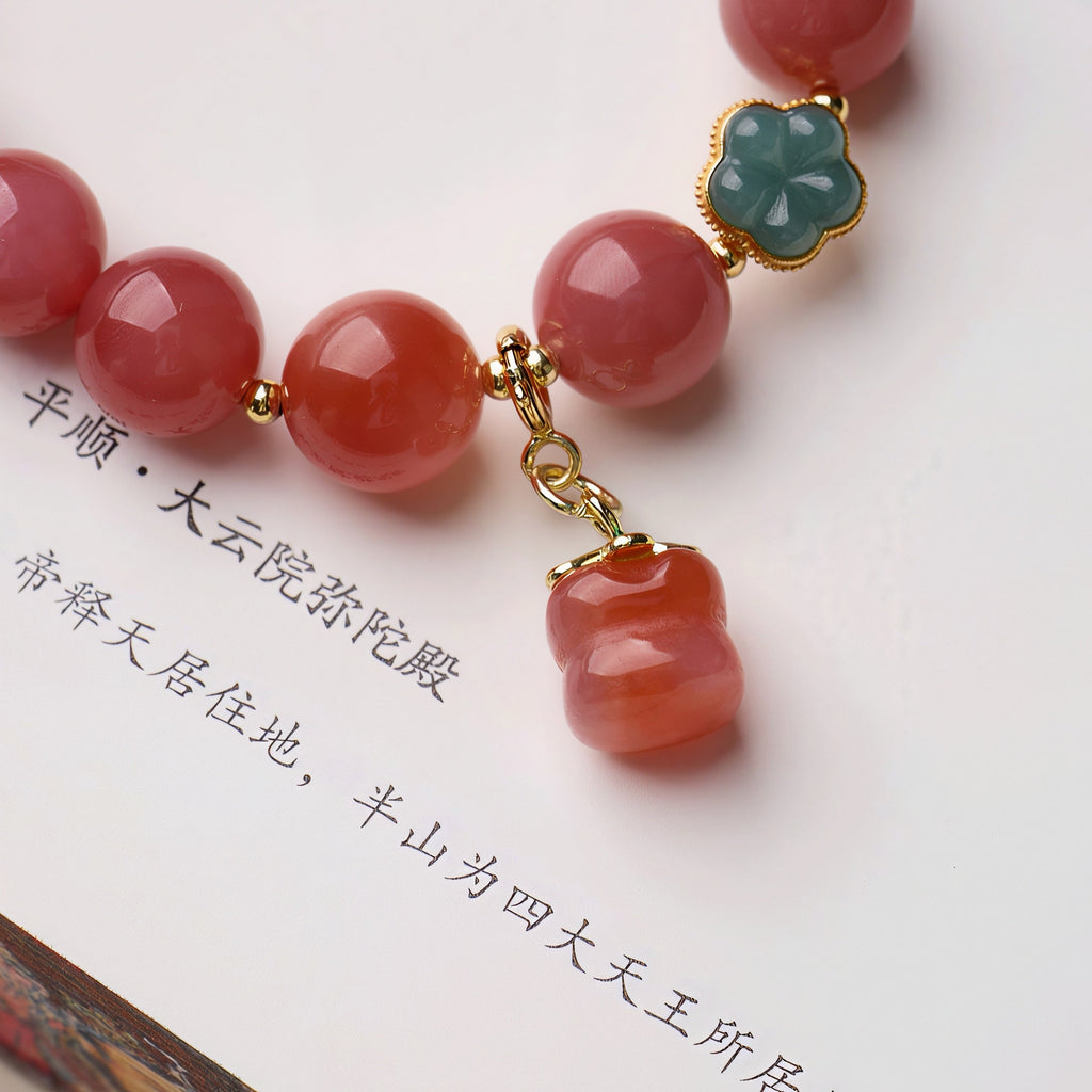Pink Yanyuan Agate & Persimmon Bracelet