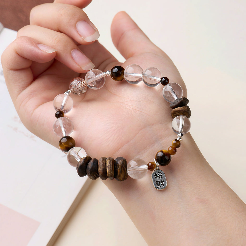 Clear Quartz, Qinan Agarwood Bracelet