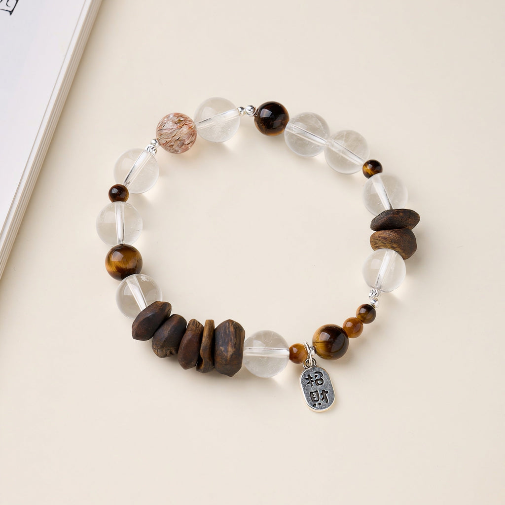 Clear Quartz, Qinan Agarwood Bracelet