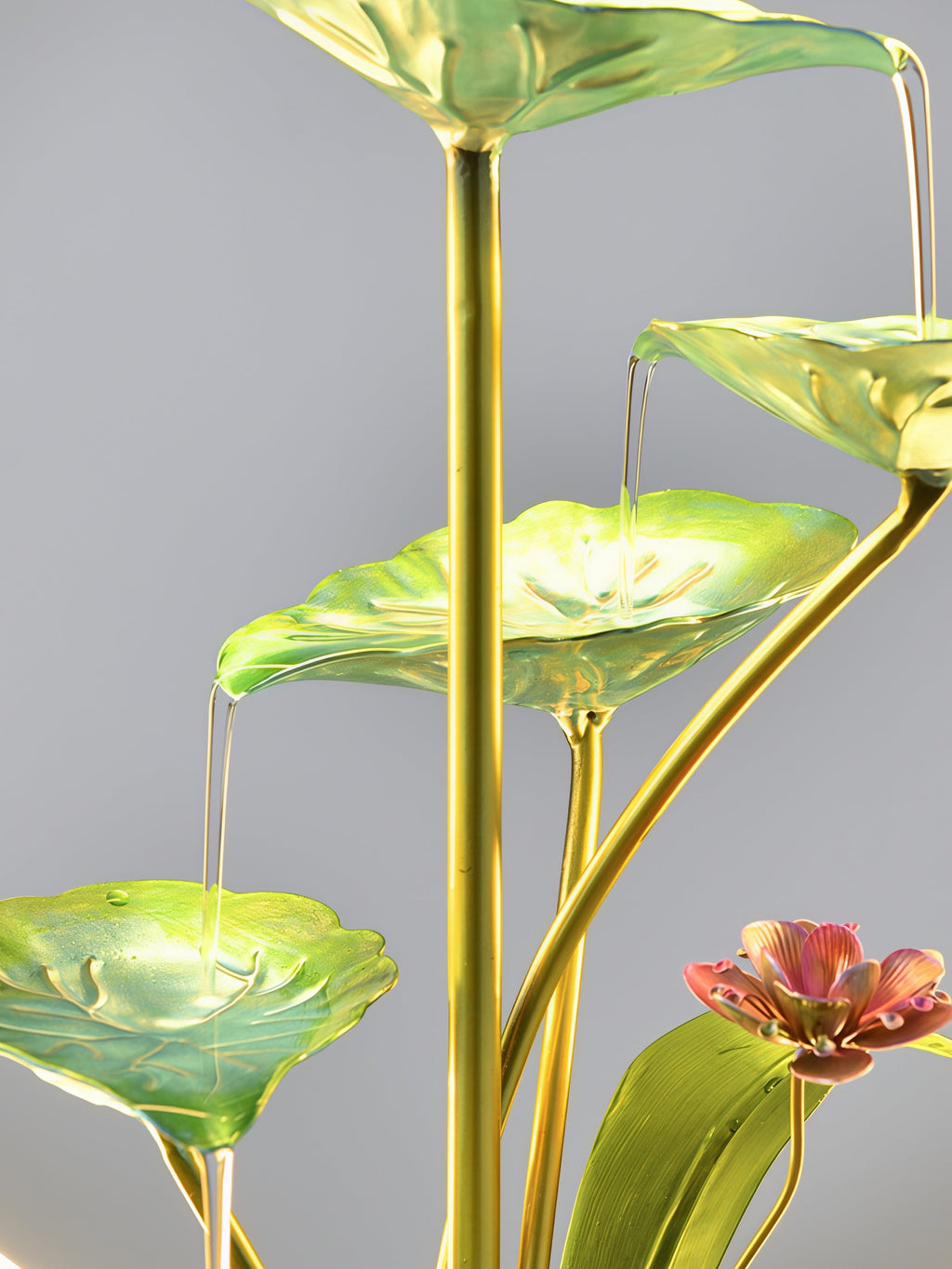 Zen Lotus Cascade Fountain with LED Halo Light