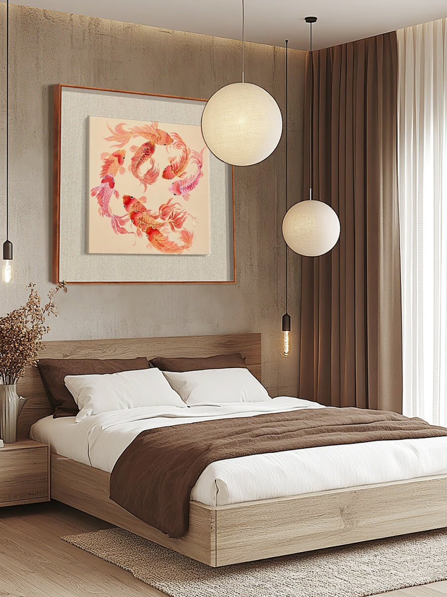 Hand-Painted Nine Koi Canvas